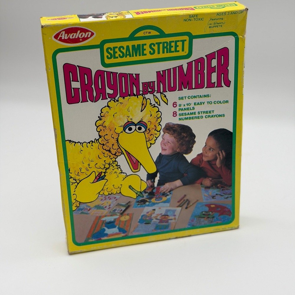 Vintage Avalon Sesame Street Crayon by Number Set Big Bird Muppets 50800 USA